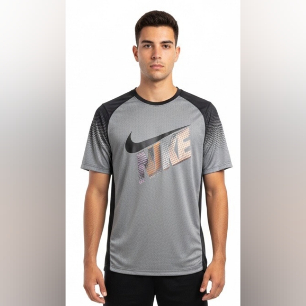 Custom Made Men's Gray and Black Short Sleeve Tee And Aslo Vinly